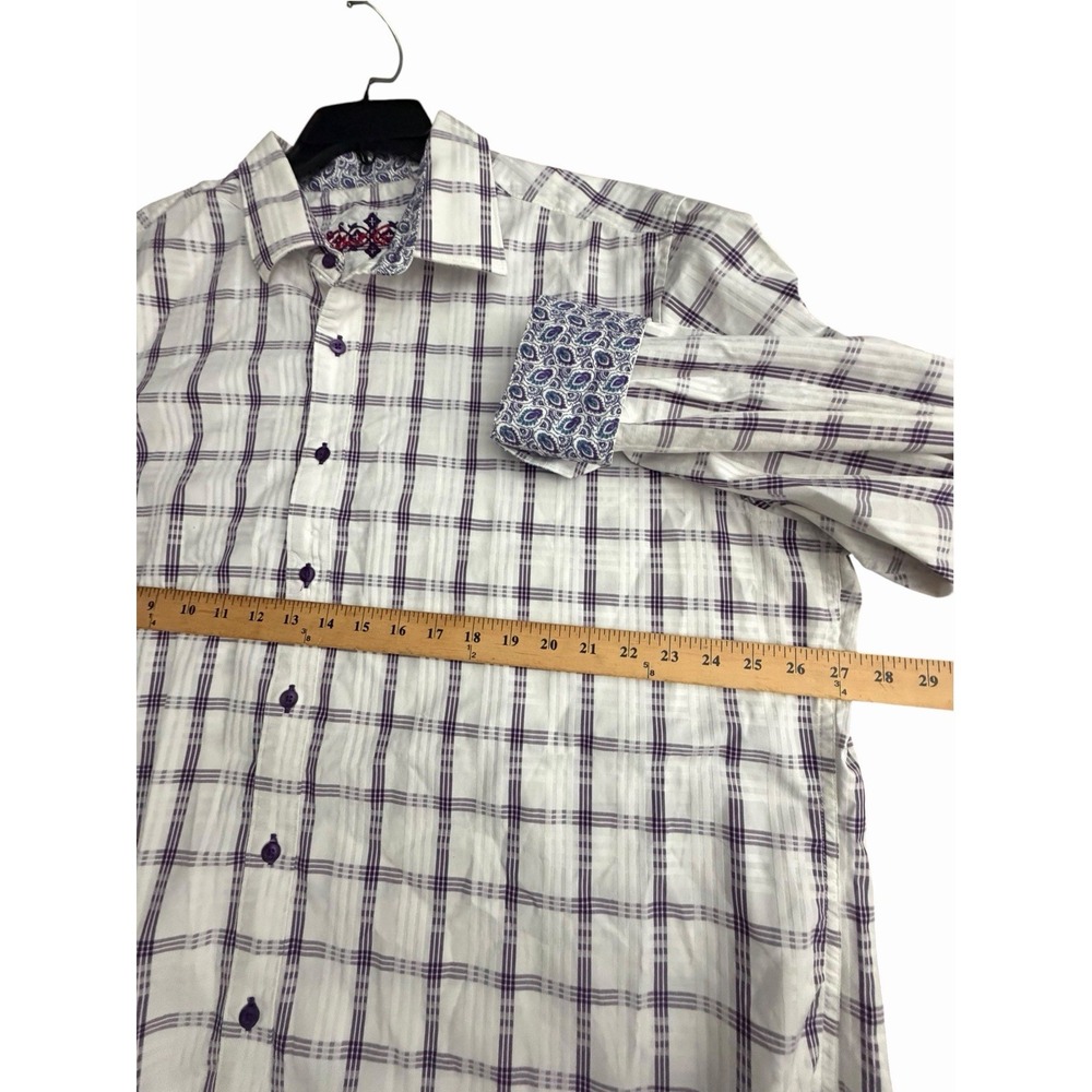 Robert Graham Shirt 3XL Mens Purple Plaid Check Paisley Long Sleeve #FF8-3 - Picture 7 of 10